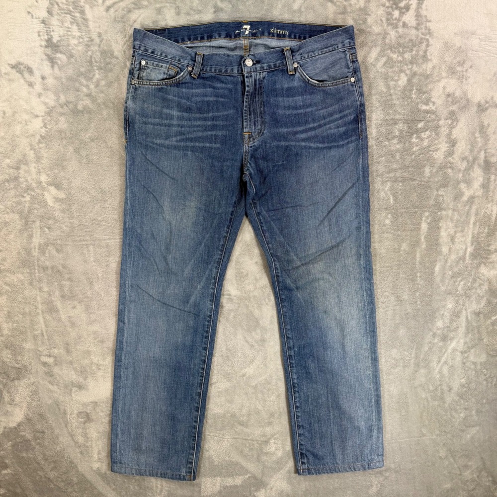7 For All Mankind Slimmy Jeans Men's Size 36x29 Blue Medium Wash 100% Cotton